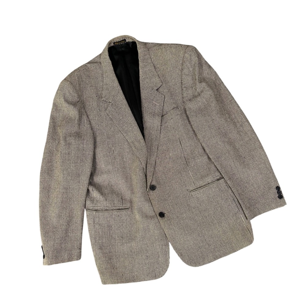 Members Only Vintage Houndstooth Silk Blazer Mens 46R Classic Business Casual‎